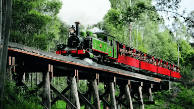 Puffing Billy Railway steam train in Melbourne